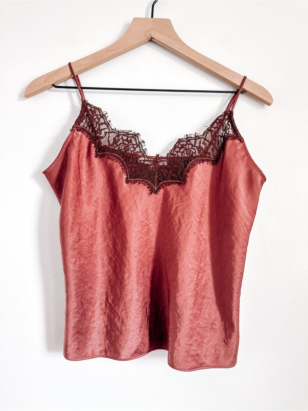 Madewell Rust Lace Trim Satin Cami Top Small